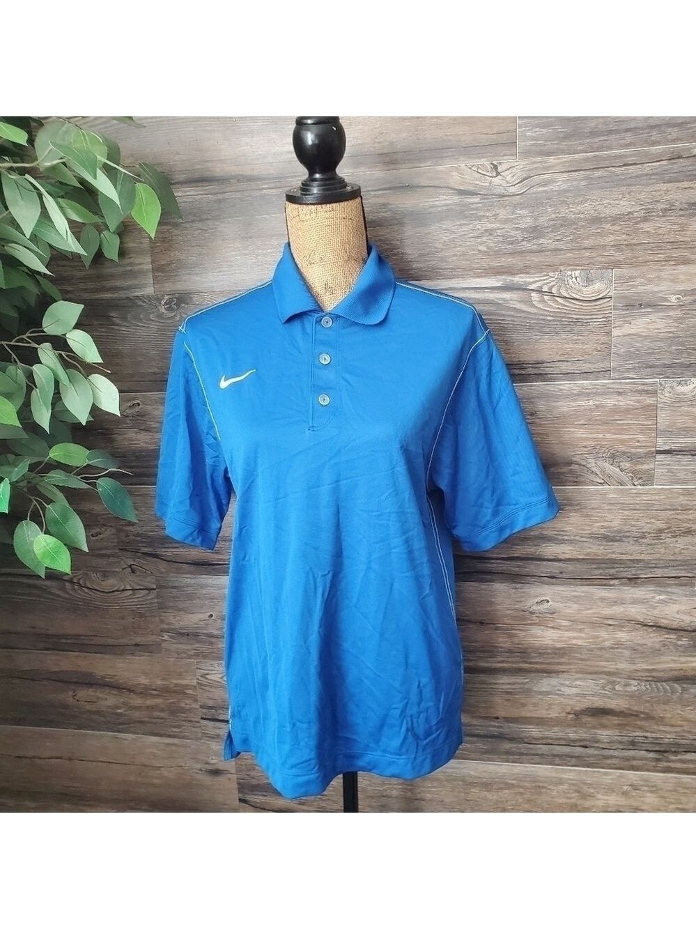 Nike Golf Dri Fit Polo Royal Blue White Stitching Mens Small